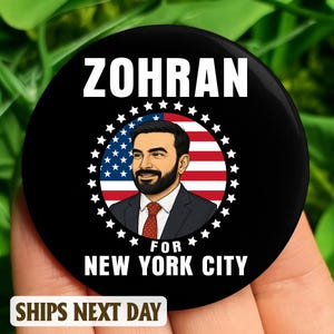 Zohran For New York City Pin Button, NYC’s First Muslim Mayor Pin Button, Vote Zohran Rank Zohran, Progressive Democrats, Freeze Rent