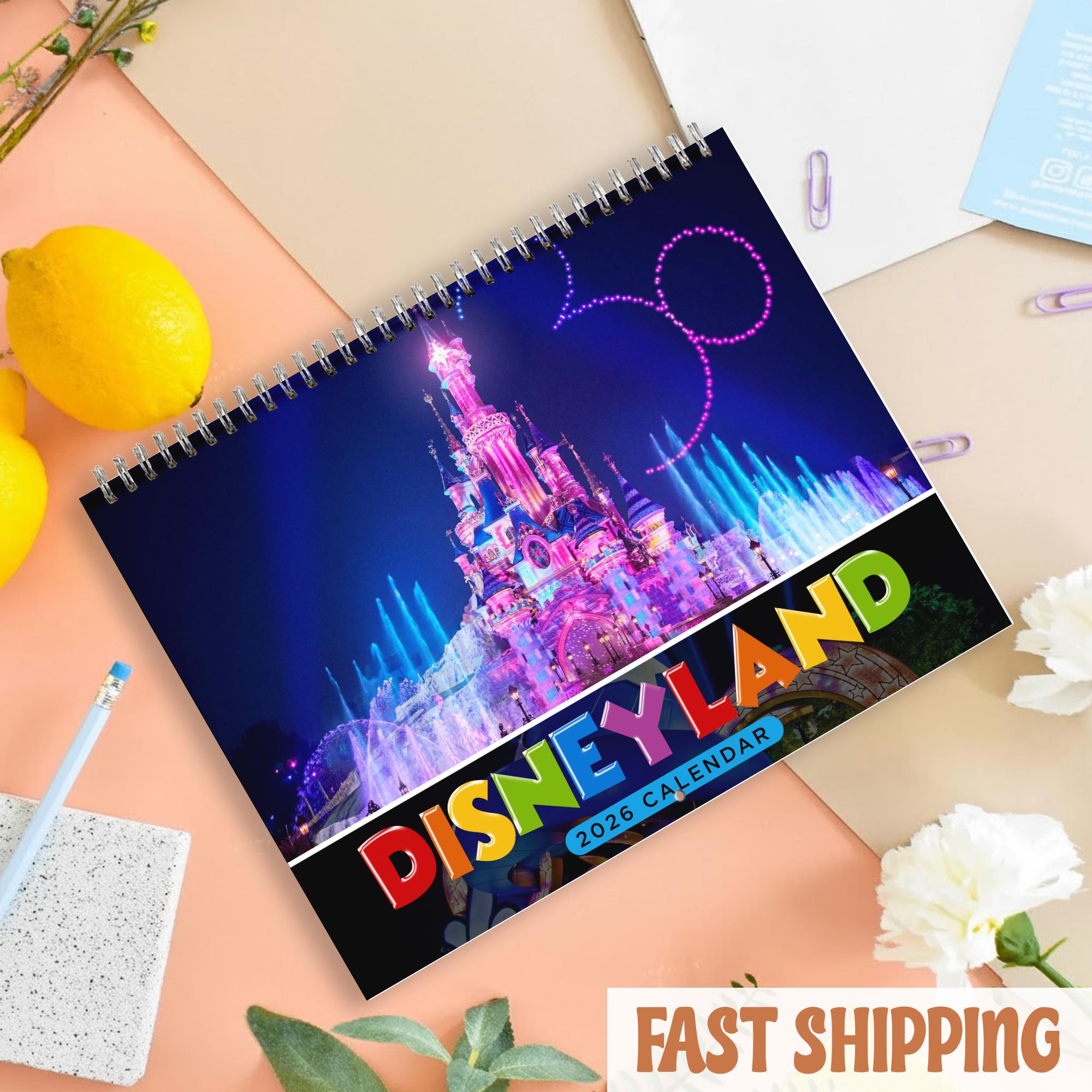 Discover Disneyland Calendar 2026, Family Vacation Memory Desktop Calendar, Fairytale Castle Trip Desk Decor, Cute Travel Photo Calendar