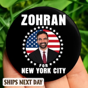 Zohran For New York City Pin Button, NYC’s First Muslim Mayor Pin Button, Vote Zohran Rank Zohran, Progressive Democrats, Freeze Rent
