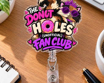 Portatarjetas retráctil del club de fans de Dungeon Crawler Carl Donut Holes, portatarjetas retráctil Princess Donut Cat, regalo para amantes de los libros LitRPG de DCC