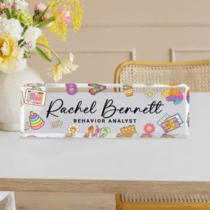 Custom Name Behavior Analyst Desk Name Plate, Personalized Office Sign for ABA Therapist or BCBA, Custom Work Desk Decor Gift