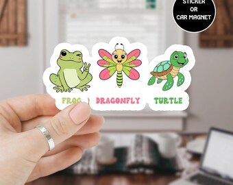 Frog Dragonfly Turtle FDT Anti Trump Sticker, Political Decal for Car Laptop Bottle Car Magnet Sticker, Immigration Rights Sticker