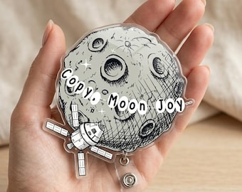 Cópia, Porta-crachá espacial Moon Joy Artemis II, Porta-identificação espacial Retorno à Lua 2026, Crachá de Astronomia Retrô