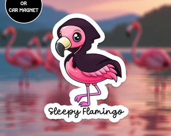 Sleepy Flamingo decal, flamingo vinyl sticker, stickers for water bottles, laptop or car, secret santa gift, stocking stuffer, pink flamingo