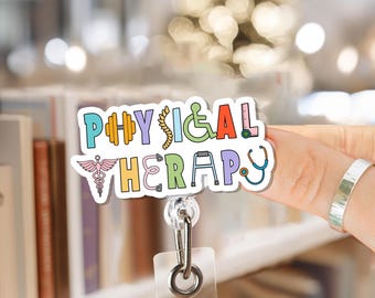 Physical Therapy Badge Reel, Funny PT Badge Holder, Cute Rehab Badge Reel, Physical Therapist Work ID Reel Gift For Healthcare Worker