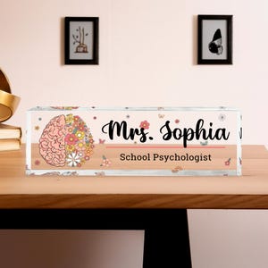 Custom School Psychologist Desk Name, BCBA Gift, BCBA Acrylic Desk Name Plate, Teacher Gift, Name Plate For Desk, ABA Gift, Back To School