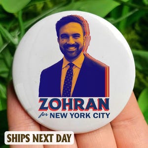 Zohran For New York City Pin Button, NYC’s First Muslim Mayor Pin Button, Vote Zohran Rank Zohran, Progressive Democrats, Freeze Rent