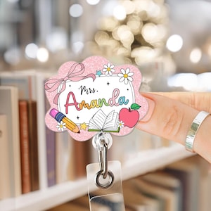 Porta badge avvolgibile personalizzato per insegnanti, porta badge retrattile personalizzato, simpatica alternativa al cordino per la classe, idea regalo per ringraziare gli insegnanti