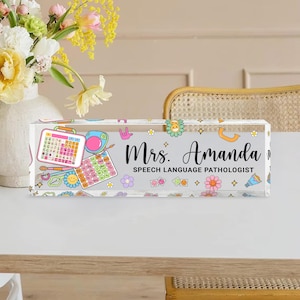 Custom Name Speech Language Pathologist Desk Name Plate, SLP Office Decor, Personalized Name Sign for Speech Therapist, SLP Gift Idea