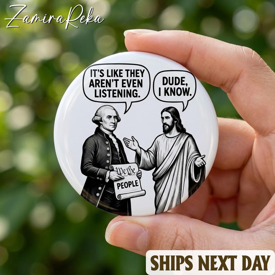 Not Religious Pin Jesus and George Washington Pin Button, Funny Political Christian Pin ...