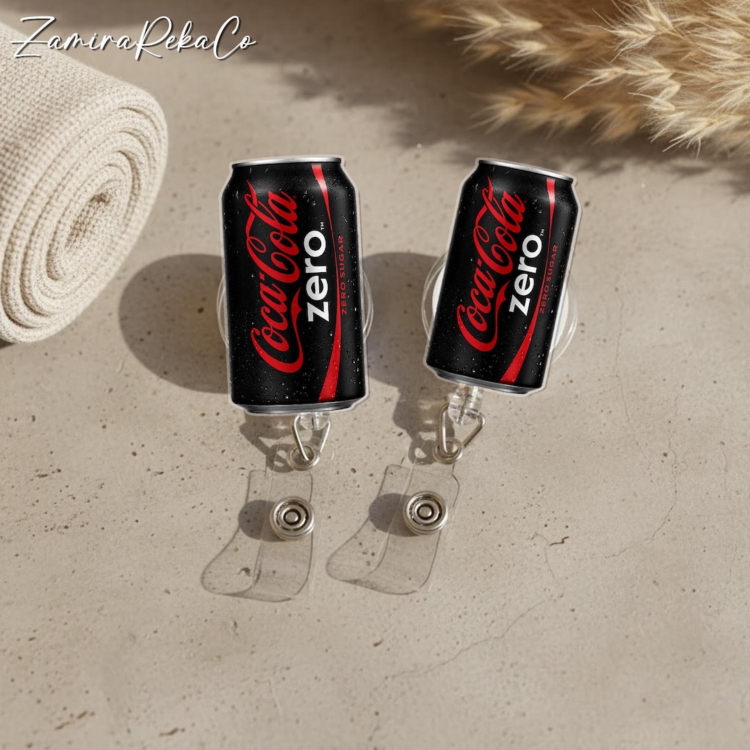 Coke Zero Badge Reel, Soda Can ID Holder, Funny Nurse Badge Reel