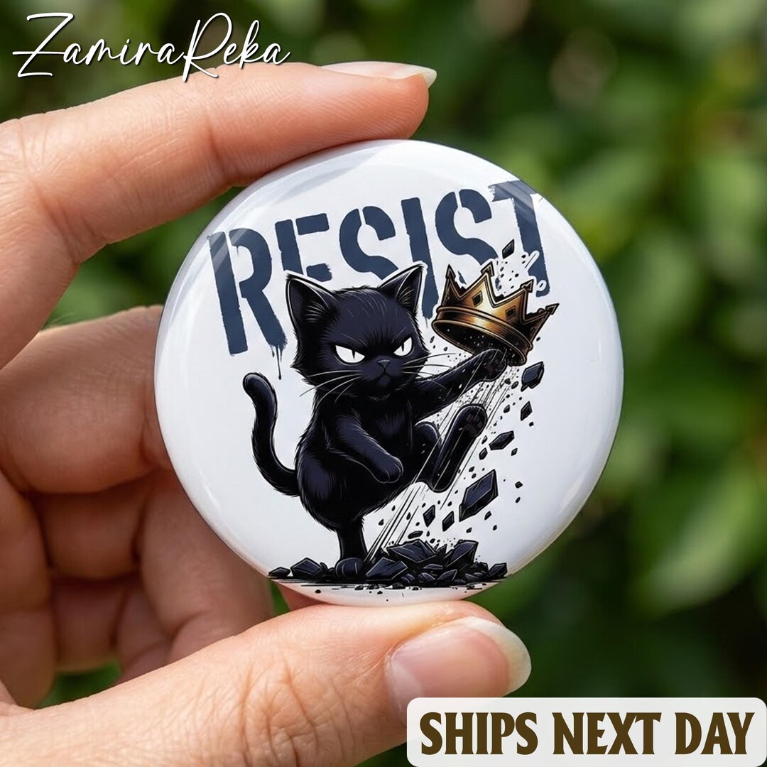 No Kings Protest Button Magnet Sticker, Resist Anti Trump Pin, Protect ...