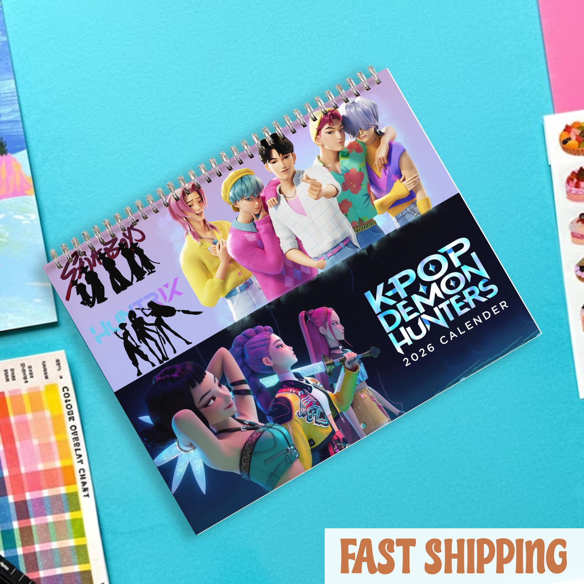 Discover K-pop Demon Hunters 2026 Calendar, Huntrix Saja Boys Wall Calendar, Saja Boys, Home and Office Decor, Planner