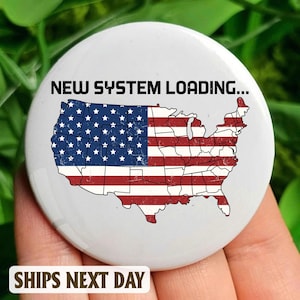 New System Loading Anti Trump Pin Button, Funny Political Protest Badge, Liberal Pin, Resist Trump Button, Democrat Gift, Vote Blue