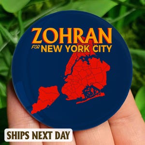 Zohran For New York City Pin Button, NYC’s First Muslim Mayor Pin Button, Vote Zohran Rank Zohran, Progressive Democrats, Freeze Rent