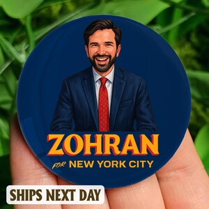 Zohran For New York City Pin Button, NYC’s First Muslim Mayor Pin Button, Vote Zohran Rank Zohran, Progressive Democrats, Freeze Rent