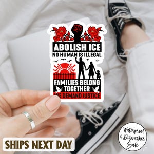 Anti Trump Abolish ICE No Human is Illegal Sticker, Anti-ICE Sticker, Mexican Activist Sticker, Immigrant Rights Vinyl sticker, Abolish ICE