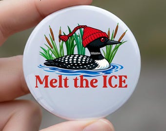 Melt The Ice Pin Button | Rebel Alliance Star Bird Badge | MN State Bird Political Pin | Space Loon Art Button