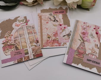 Lot de 3 cartes Anniversaire Scrapbooking