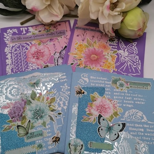 Lot de 2 cartes décorées Papillons Scrapbooking