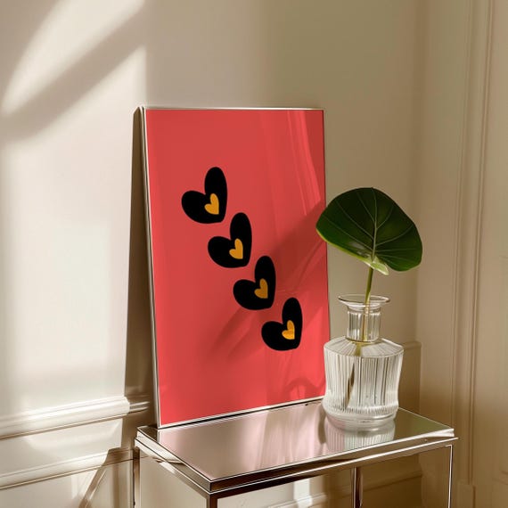 Minimalist Red Heart Print | Modern Love Art (Digital Download)