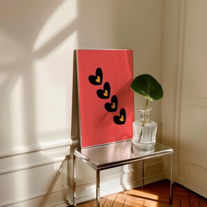 Valentine Wall Art Print | Minimalist Red Heart Poster | Romantic Bedroom Decor | Love Gift Print | Instant Digital Download image 2