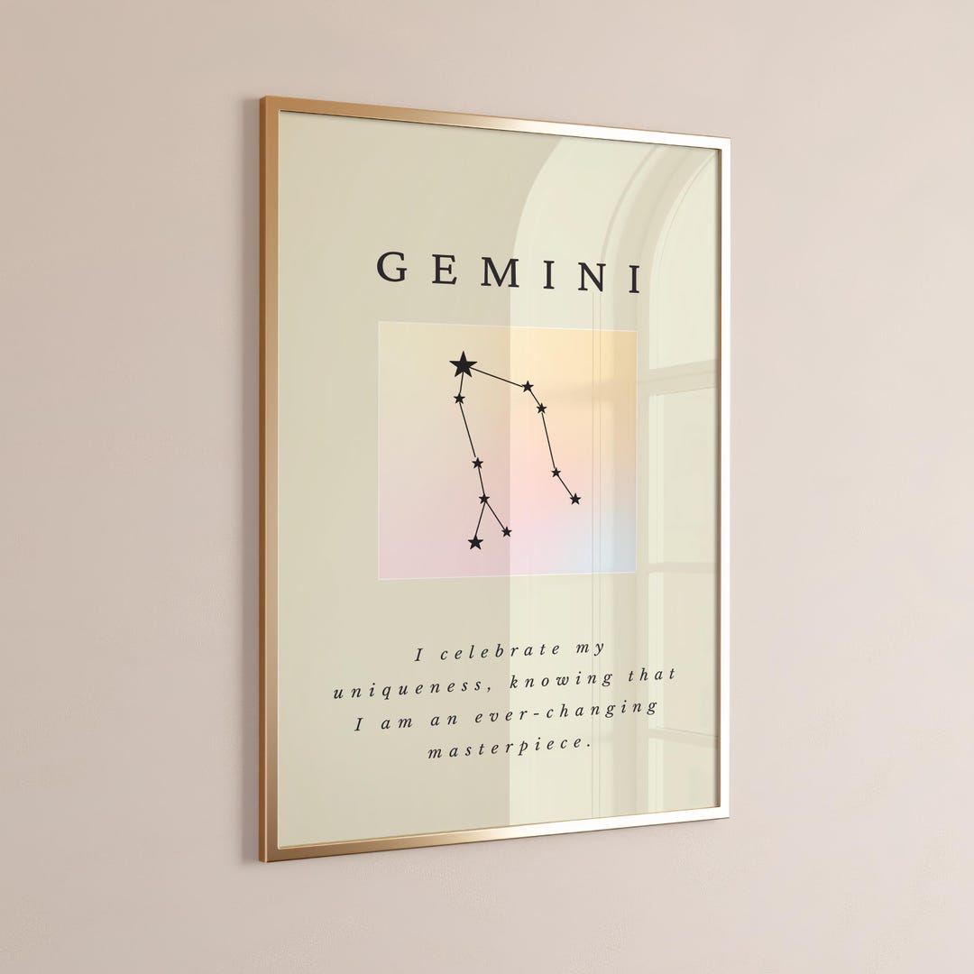 Gemini Zodiac Wall Art Print | Constellation Affirmation Poster ...