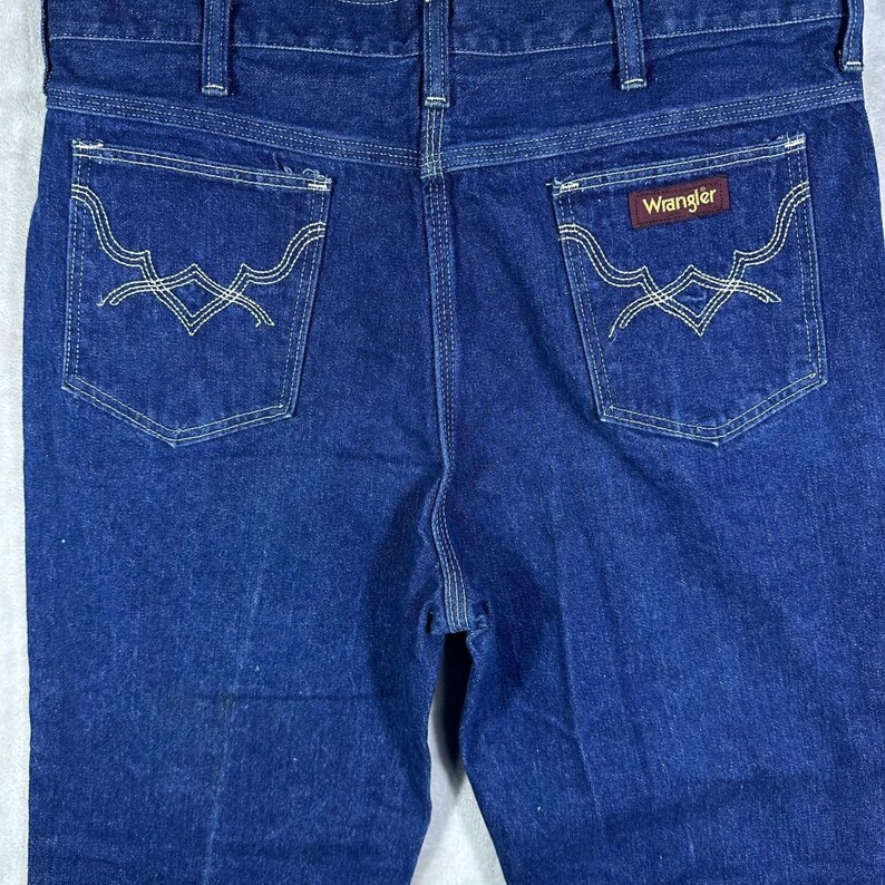 VINTAGE Wrangler Jeans Mens 34 Blue Rapid Transit 80s Denim Straight Leg Cowboy image 7