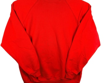 VINTAGE Hanes Activewear Blank Sweatshirt Mens XL Red Raglan Pullover USA Made