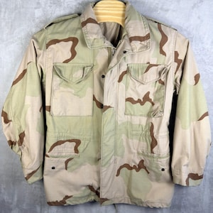 Vintage 90s Isratex M-65 Field Jacket Mens Small Regular Desert Camo Tan