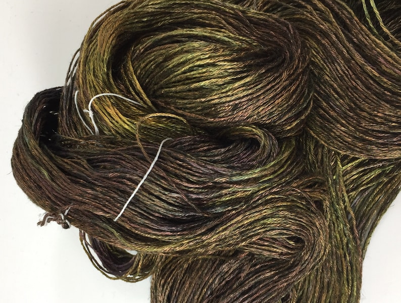 From the Lab 2xR Olive on SilkLinenSeacellBamboo Yarn Custom Dyed-to-Order DtO 410