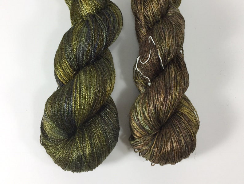 From the Lab 2xR Olive on SilkLinenSeacellBamboo Yarn Custom Dyed-to-Order DtO 410