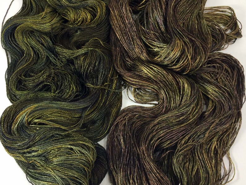 From the Lab 2xR Olive on SilkLinenSeacellBamboo Yarn Custom Dyed-to-Order DtO 410