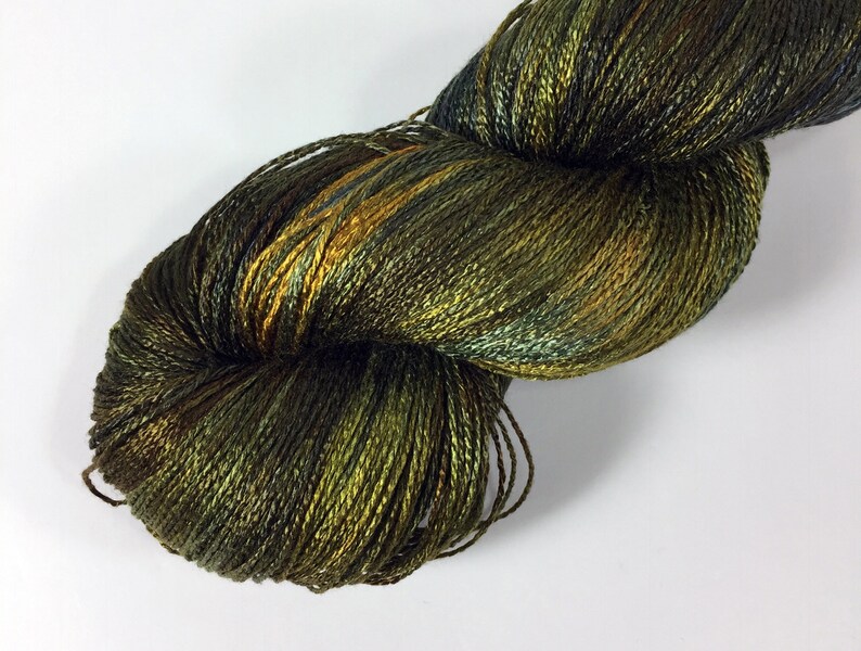 From the Lab 2xR Olive on SilkLinenSeacellBamboo Yarn Custom Dyed-to-Order DtO 410