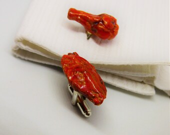 Shepherd/'s Pie Cufflinks Schickie Mickie Original 100/% handmade Miniature Food Art Jewelry Pub Food Cufflinks