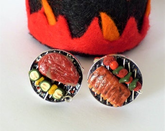Shepherd/'s Pie Cufflinks Schickie Mickie Original 100/% handmade Miniature Food Art Jewelry Pub Food Cufflinks