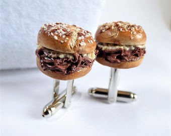 Shepherd/'s Pie Cufflinks Schickie Mickie Original 100/% handmade Miniature Food Art Jewelry Pub Food Cufflinks