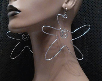Uniquely Flower Shape Wire Earrings, Long Earrings, Womens Earrings, Ladies Earrings, Womens Jewelry, Ladies Jewelry, Dangling Earrings
