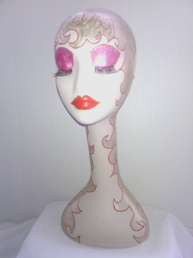 Hand Painted White Long Neck Styrofoam Mannequin Head Display Etsy