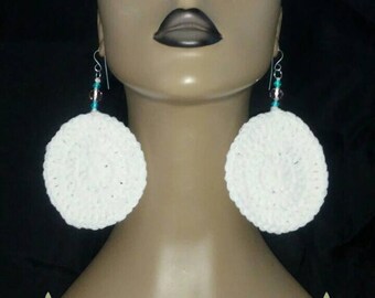 Crocheted Earrings, Womens Crocheted Earrings, White Crochet Earrings, Crochet Jewelry, Womens Earrings