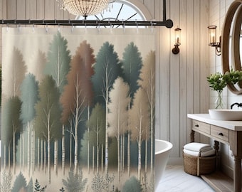 Forest Botanical Shower Curtain: Rustic Woodland Bathroom Decor