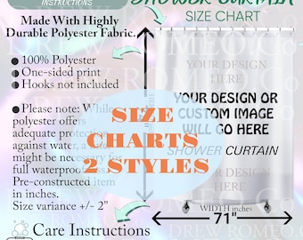 Shower Curtain Size Chart Mockup: 2 Styles (Digital Download)