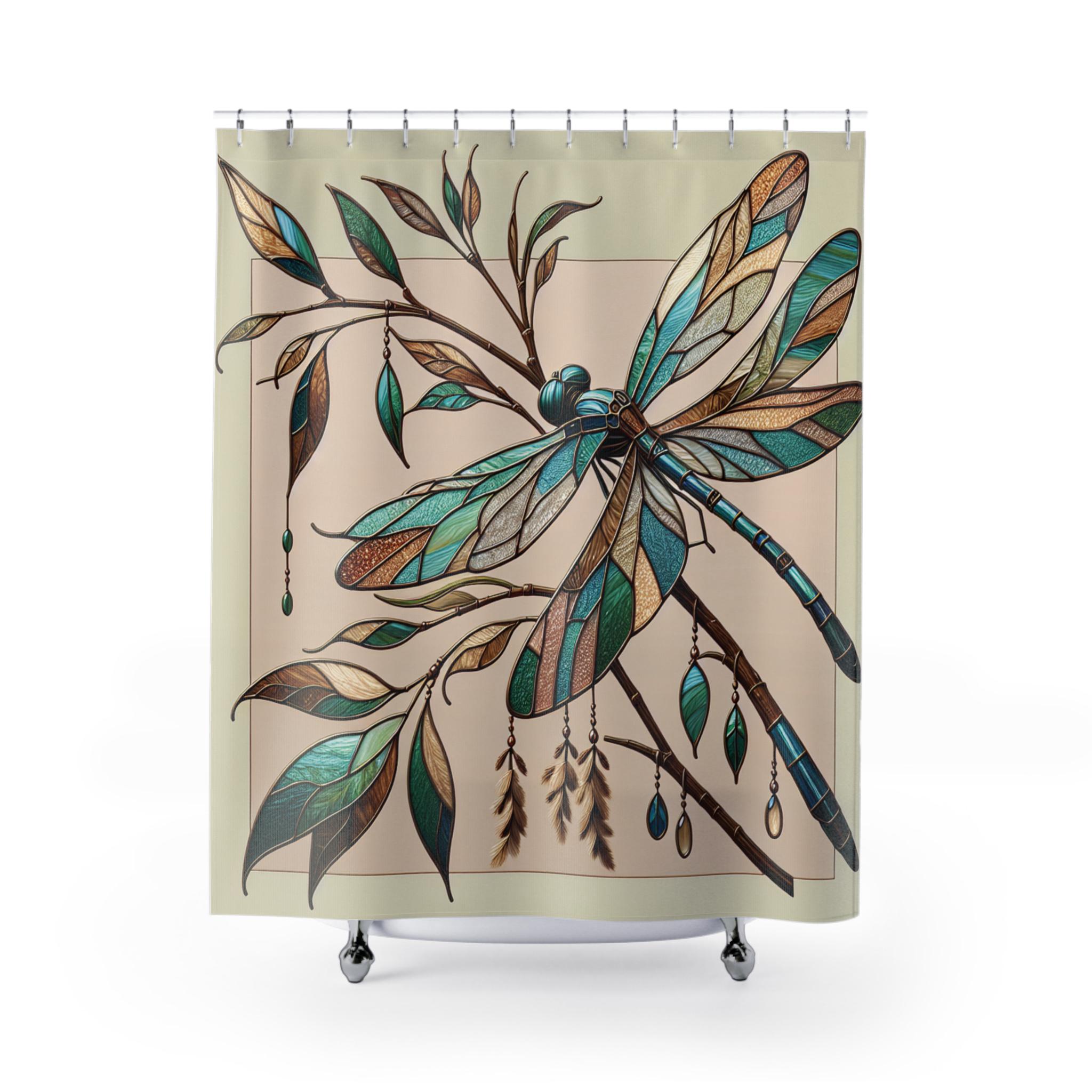 Erosebridal Duschvorhang Mit Libellen-Muster – Boho Design, Wasserdicht, 180x200cm, Aus Polyester