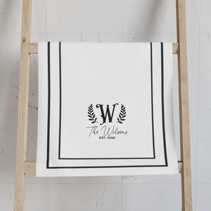 Matching Monogrammed Bath Set Hand Towel Elegant Monogram Design Gift Personalized Bathroom Towel Housewarming Gift Bath Mat Shower Curtain