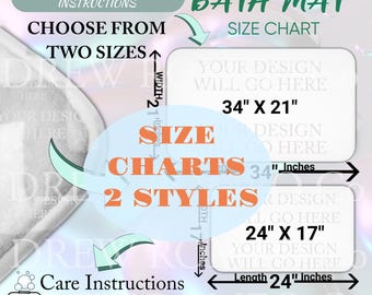 Bath Mat Size Chart Mockup: 2 Styles (Digital Download)
