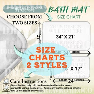 2 Styles Size Chart Bath Mat mockup Digital Downloads Etsy mockup Printify listing print on demand etsy new seller AOP,  POD Etsy Template