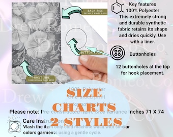 Shower Curtain Size Chart Mockup: 2 Styles (Digital Download)