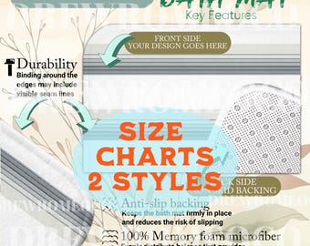 Bath Mat Size Chart Mockup: 2 Styles (Digital Download)