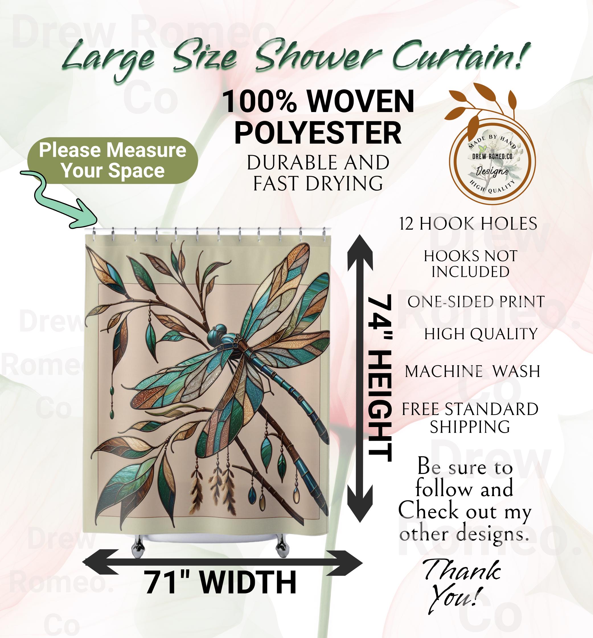Erosebridal Duschvorhang Mit Libellen-Muster – Boho Design, Wasserdicht, 180x200cm, Aus Polyester
