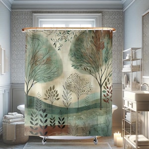 Boho Duschvorhang, Boho Aquarell Badvorhang Stoff Duschvorhang, Natur inspirierte Badezimmer Dekoration, Boho Haus, Geschenk für Vogelliebhaber